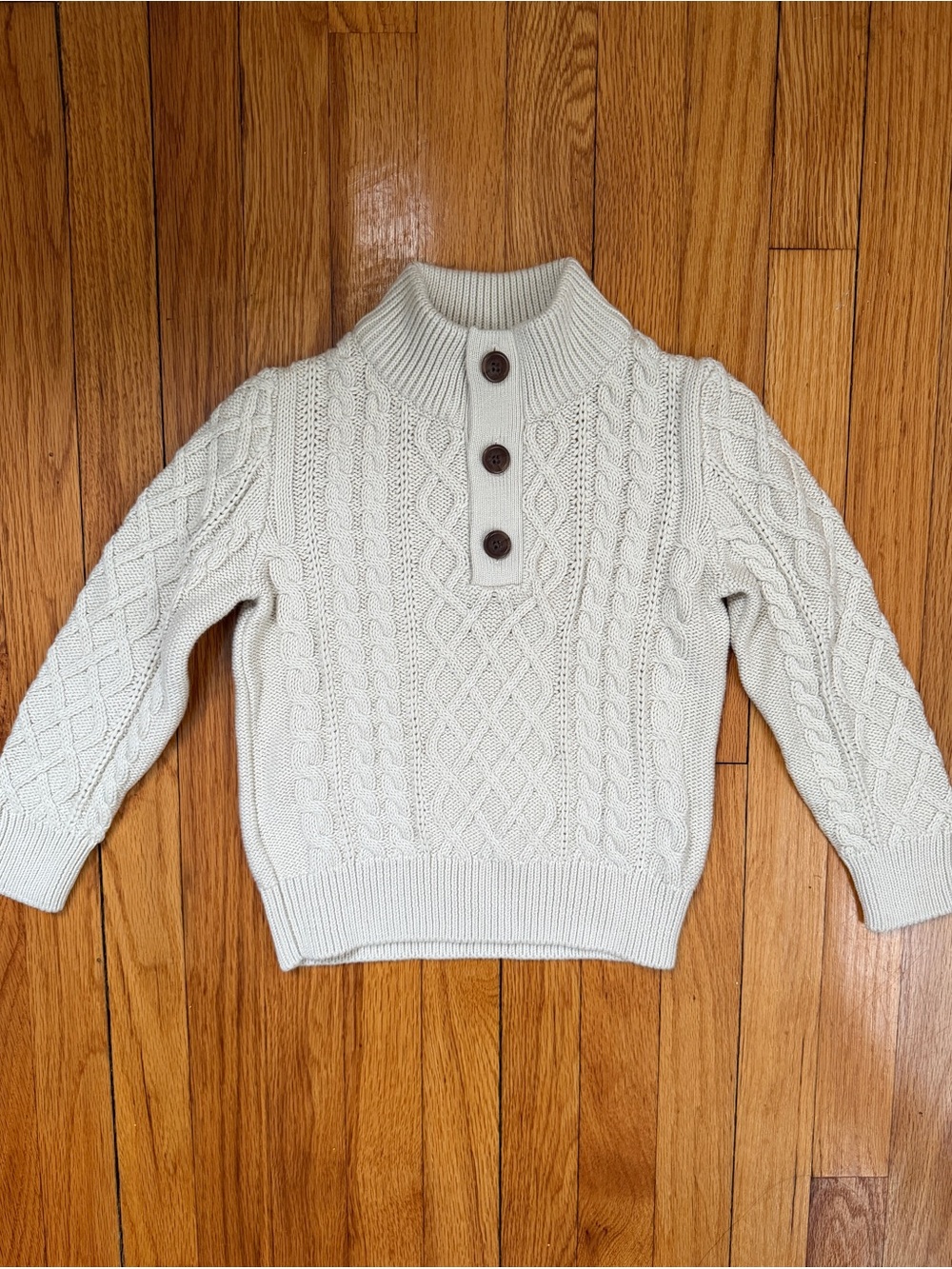GAP Cream Cable-Knit Button Turtleneck Sweater